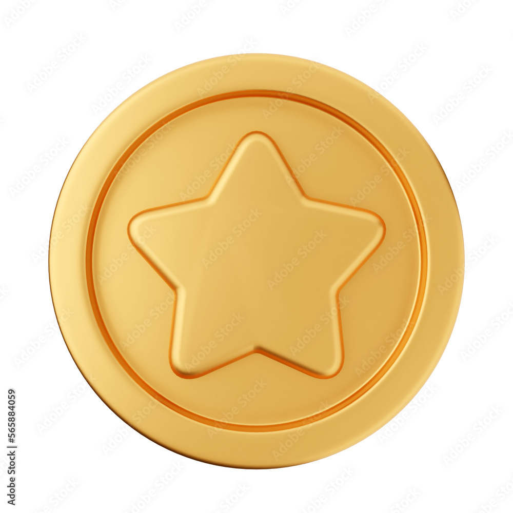 3d coin star gold icon illustration render Stock Illustration | Adobe Stock