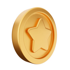 3d coin star gold icon illustration render