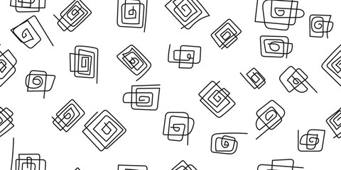 Fototapete - Twisted casual paperclips on a seamless canvas. Vector print for interior and seamless backgrounds, wallpaper, fabric, decor.