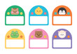 © Tuesday04 - A collection of cute name label designs with animal character concepts. Squirrel, cat, frog, rabbit, mouse, penguin, bear, pig, duck illustrations. Can be used in schools, kindergartens.