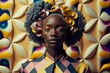 Afroamerikanisches Supermodel mit Designer Kleidung und tollem Make-Up. AI generativ