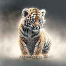 Cute Adorable Lovable Animal Baby Tiger Cub Cartoon