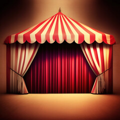 Wall Mural - Generative AI: Empty theater stage with red velvet curtains. 3d illustration Background