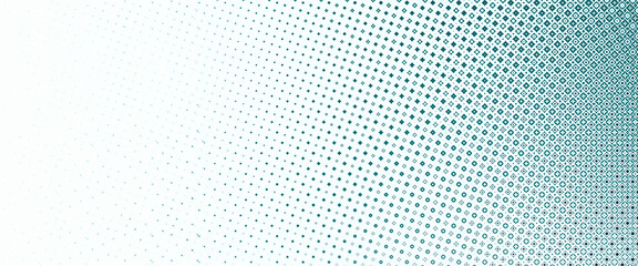 Blue halftone abstract background, geometric square dots halftone gradient pattern background