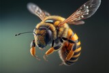 Fotografía macro de abeja volando