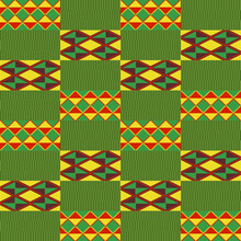 Kente Cloth. African Textile. Ethnic Seamless Pattern. Tribal Geometric Print. 