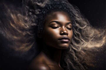 Wall Mural - lucid dreaming astral projection close up woman meditation illustration generative ai