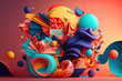© aicandy - Vibrant, abstract shapes in a blend of bright colors, generative ai