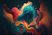 Vibrant Fluid Design With Blend Of Warm And Cool Colors, Generative Ai
