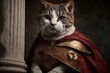 Julius Caesar Cat as famous historic character illustration generative ai