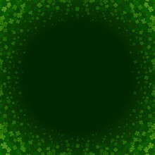 St Patrick's Day Flying Clover Circle Frame Background Dark Green Template Design Vector