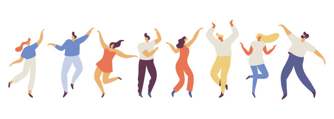 Wall Mural - Dancing people silhouette flat vector set. Party. .