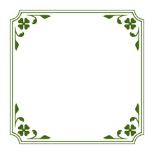 Saint Patrick's Day Classic Squared Frame Green Clover Leaf Floral Ornate Vintage Vector Flat