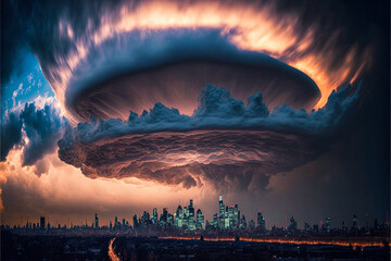 Wall Mural - Clouds over London, Europe. Thunderstorm long exposure photography. Generative AI