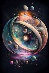 Wall Mural - universe and fantastic planets in space on a dark background
