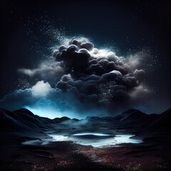 Wall Mural - Starry night sky clouds - By Generative AI