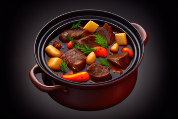 Wall Mural - Healthy Beef meat stewed with potatoes and vegetables