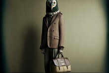 Gucci Fashion Photography Full Body Penguin Head Light. Generative AI