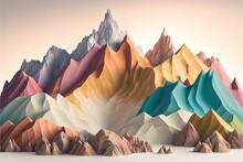  A Mountain Range With A Variety Of Mountains In The Background And A Sky Background With A Few Clouds In The Sky Above It, And A Few Mountains In The Foreground.  Generative Ai