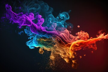 Wall Mural - rainbow smoke colorful with shiny glitter particles abstract background-stan