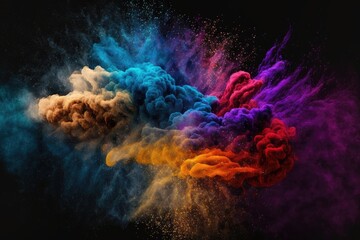 Wall Mural - colorful explosions of smoke with shiny glitter particles abstract background-stan