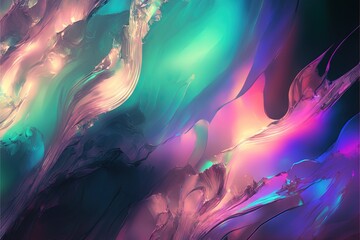  a colorful abstract painting with a black background and a blue, pink, and green design on the bottom of the image and bottom of the image.  generative ai