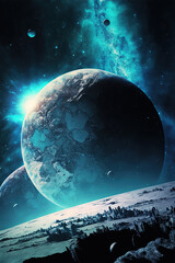 fantasy planet and starscapes. generative ai