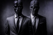 Hommes en costumes portant un masque - Générative IA