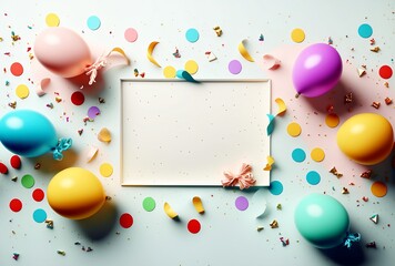 Wall Mural - birthday paper background in pastel colors with ballons