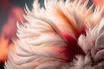  a close up of a bird's feathers with a red and yellow background and a black frame around the feathers and the bottom part of the feathers.  generative ai