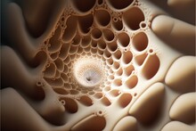  A Computer Generated Image Of A Spiral Like Object With A White Center Surrounded By Smaller Circles And Smaller Circles On The Side Of The Image.  Generative Ai