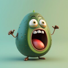 Wall Mural - Cartoon character funny avocado, generative ai