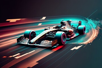 Wall Mural - Formula One is a motor racing series that features high-speed vehicles driven by artificially intelligent engines. Generative AI