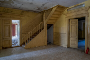 Wall Mural - An old school in an abandoned manor house in central Poland, Europe in autumn