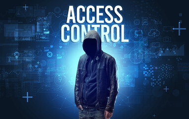 Poster - Faceless man with online security concept