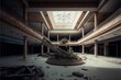 Panoramic view of an abandoned shopping mall, concept of Deserted and Forlorn, created with Generative AI technology