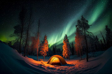 sweden outdoor a night with polar lights, National Geographic Photo