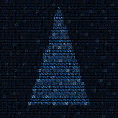 Digital christmas tree with binary code. Christmas tree
