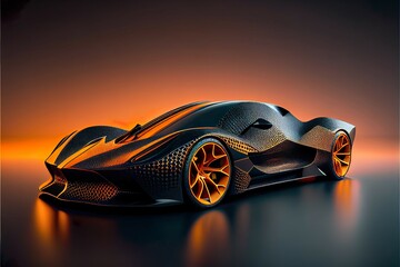 Sticker - Super Exotic Car black futuristic. concept of future. 3d rendering