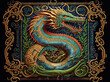 Dragon, illuminated manuscript style. Generative AI