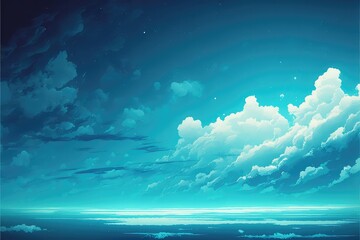 Wall Mural - Ocean with blue Sky Wallpaper