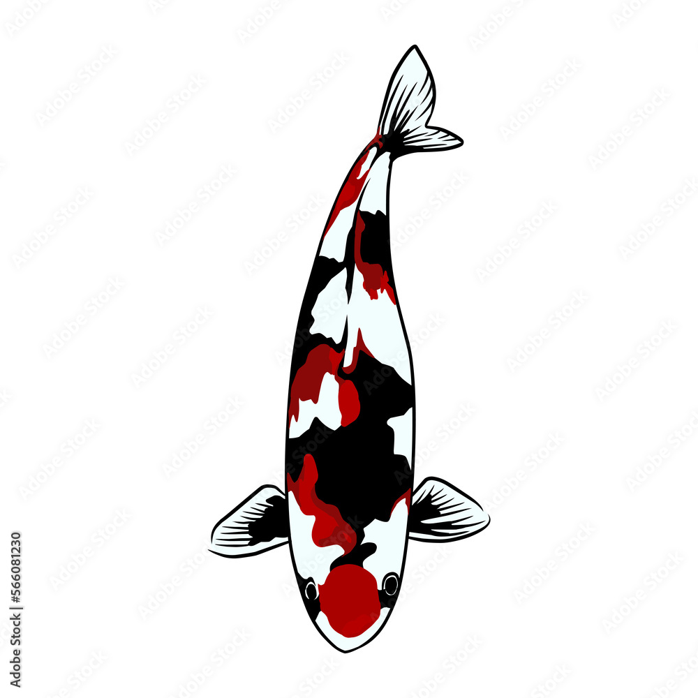 Ko Fish Vector koi fish vector in the dominant red, black and white colour of koi ...