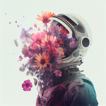 Lost In Space Flowers Double Exposure Generative Ai
