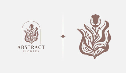 Poster - Abstract Plant Botanical Flower Line Art Line Drawing. Universal creative premium symbol. Vector illustration. Creative Minimal design template