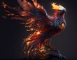 ‘Ember's Phoenix’ - This figure shows Ember Spirit as a phoenix, with a fiery bird-like body and Ember's face in the centre (AI Generated)