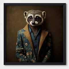 Wall Mural - ferret portrait elegant abstract suit outfit