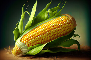 Wall Mural - Single ear of corn isolated on white background