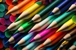 colorful felt pens in a row background | Generative AI