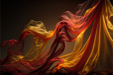 Orange Flames  Silk Flowy Fabric AI