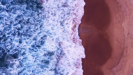 Wall Mural - Top-view surface on beach in sunset Aerial view tropical beach sea in Phuket Thailand.